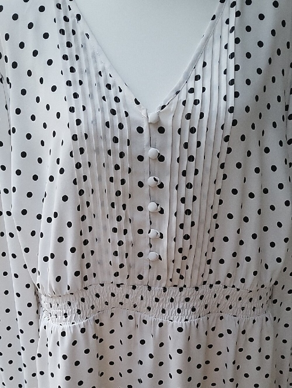 Torrid White Black Polka Dot Smocked Peplum Blouse Size 3 (3X) - Picture 3 of 16